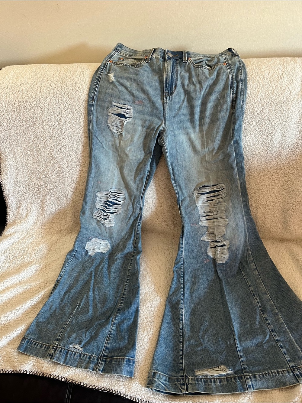 Torrid Festi Blue Distressed Flare Jeans —size 10 Tall brand new W/ tags